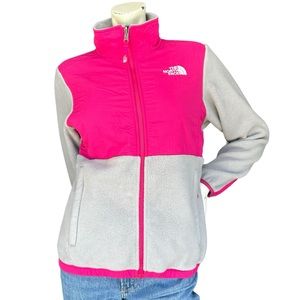 North Face Gray & Pink Zip Up Fleece Winter Jacket Girls Large 14-16